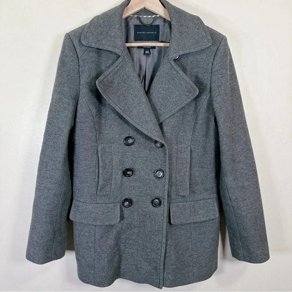 Banana Republic Melange Wool Double Breasted Pea  Coat - Picture 2 of 16